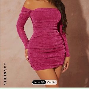 Pink fitted sparkly dress